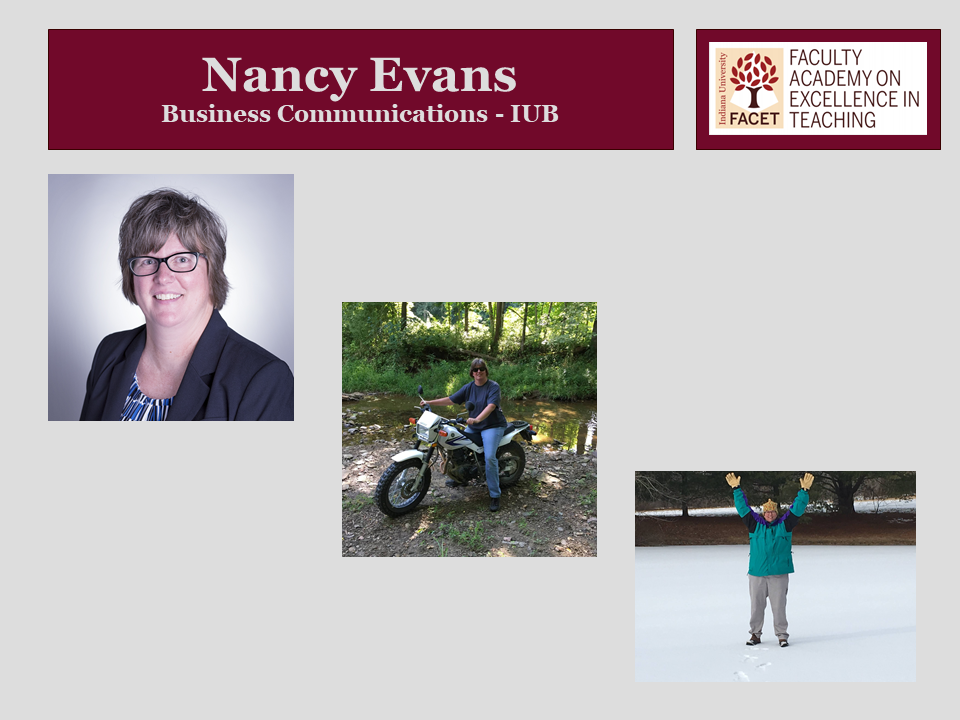 Nancy Evans, Business Communications, IUB
