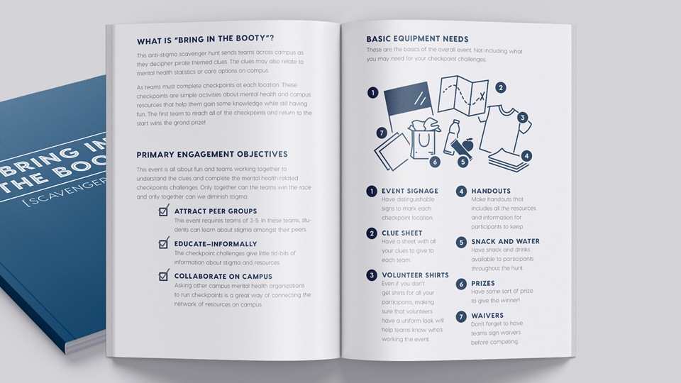 Photo of a book outlining an activity entitled "Bring in the Booty"